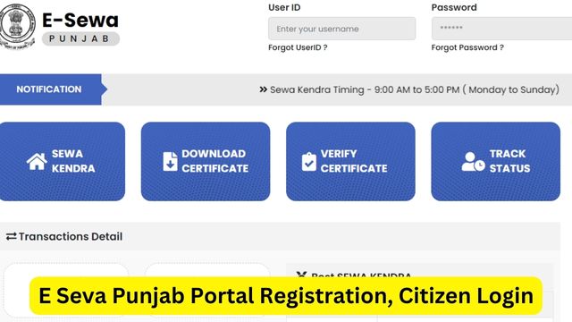 E Seva Punjab Portal Registration, Citizen Login, esewa.punjab.gov.in Status Check, Customer Care Number