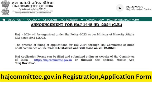 hajcommittee.gov.in 2024 Registration Form, Login, App Download, Dates